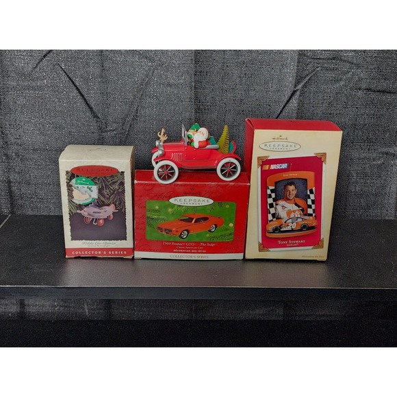 Hallmark Other - Hallmark Keepsake Christmas Ornament Lot/ 4 Classic Car NASCAR Tony Stewart Vtg